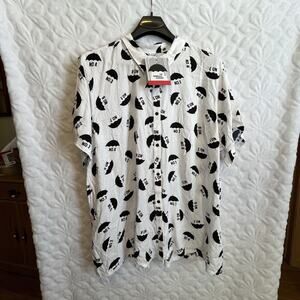 Umbrella Academy Black and White Casual Button Down Shirt big and tall size 5XL